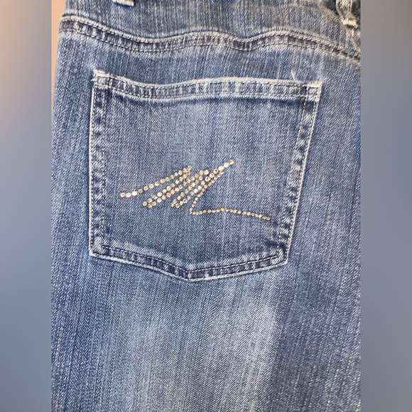 MICHAEL KORS WOMENS DISTRESSED STRETCH BOOT CUT FLARE DENIM BLUE JEANS SIZE 6 - Picture 6 of 9